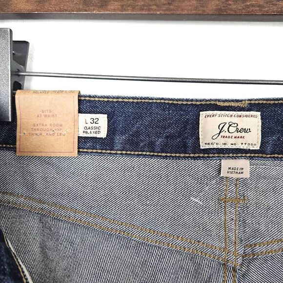 NWT J. Crew Classic Relaxed Men's Deep Wash 100% Cotton Denim Jeans Size 29 x 32 - Picture 8 of 8